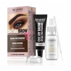 Vopsea de sprancene REVERS Henna Oh! My Brow cu ulei de argan si de ricin, Dark Brown, 30 ml, art 96907